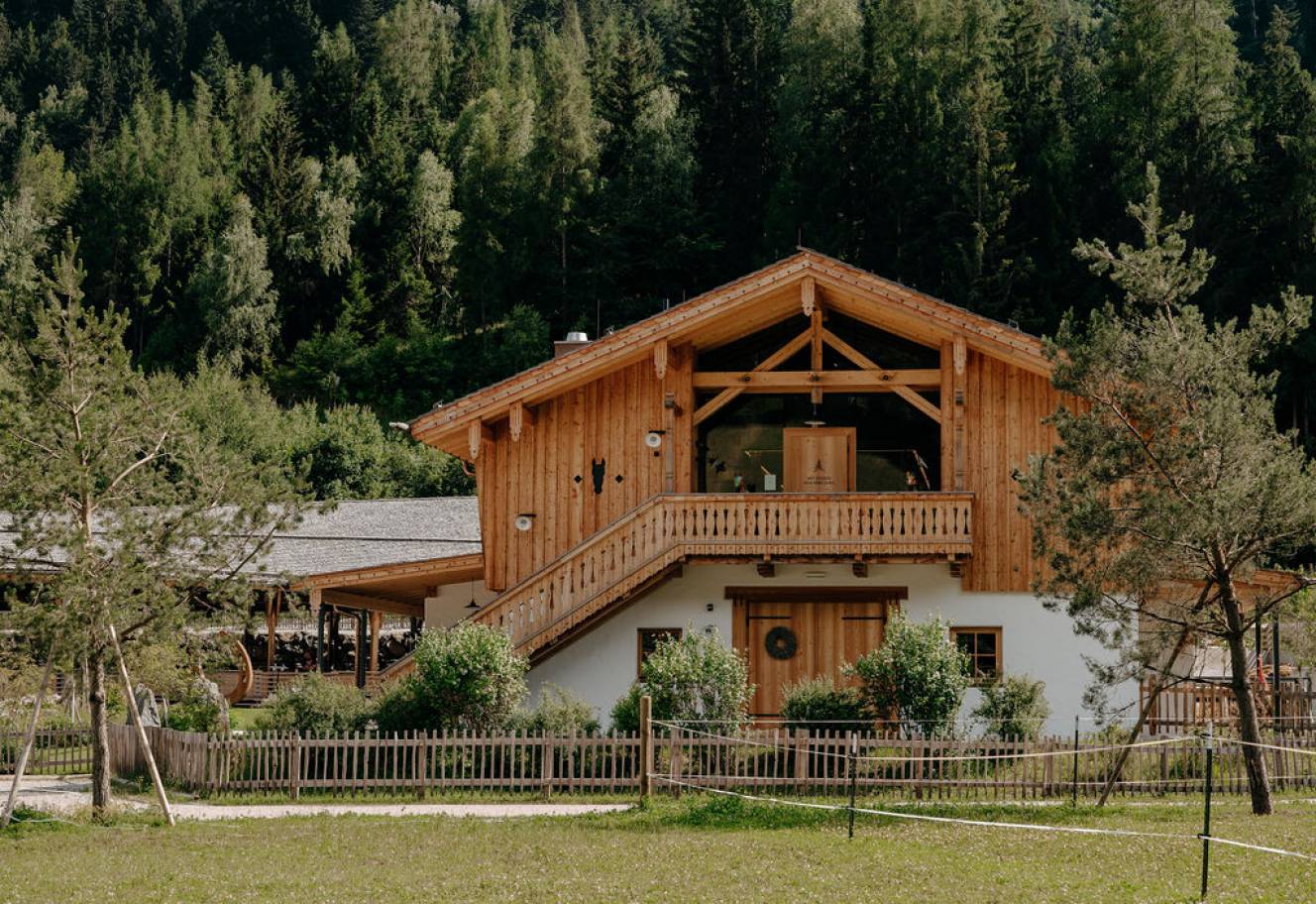 Riding Stables of the Naturhotel Forsthofgut in the sunset