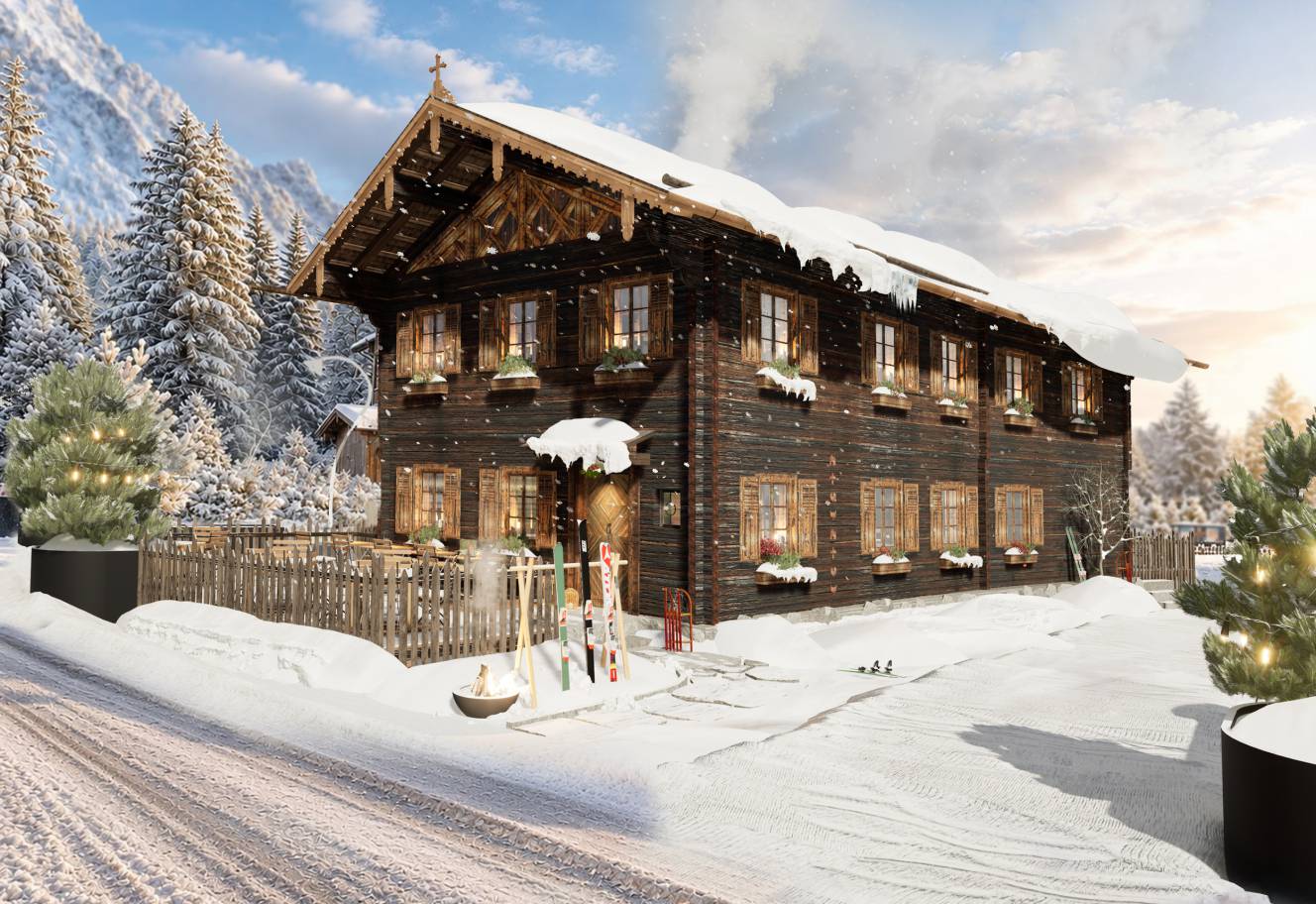 Visualisierung des Neubaus Restaurant 1617 Winter