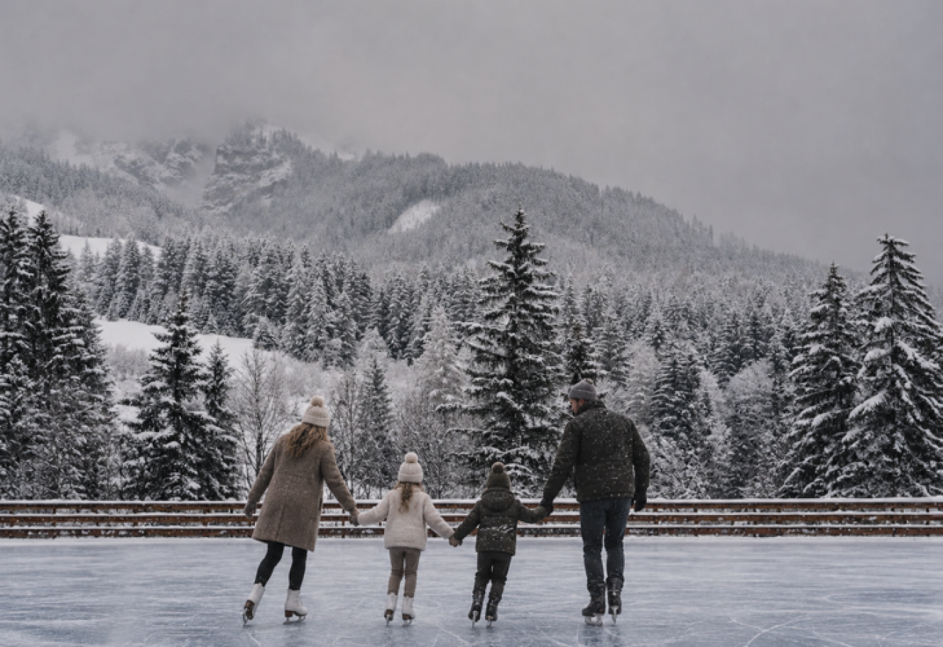 Familie beim eislaufen