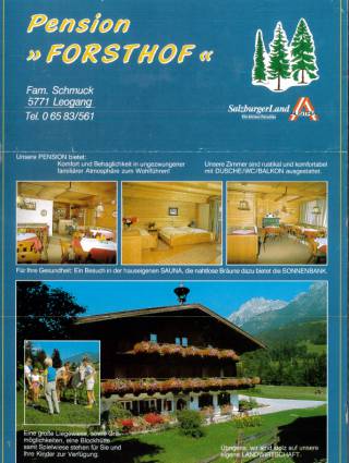 First Leaflet 1988 from the Naturhotel Forsthofgut Rooms
