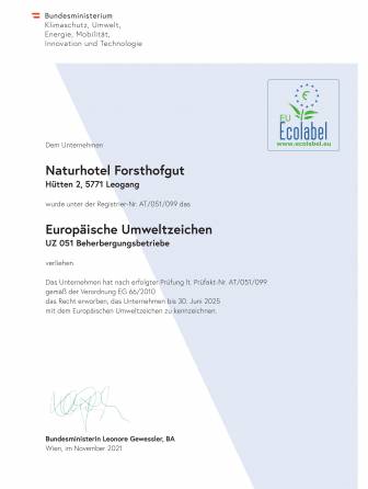Award Naturhotel Forsthofgut