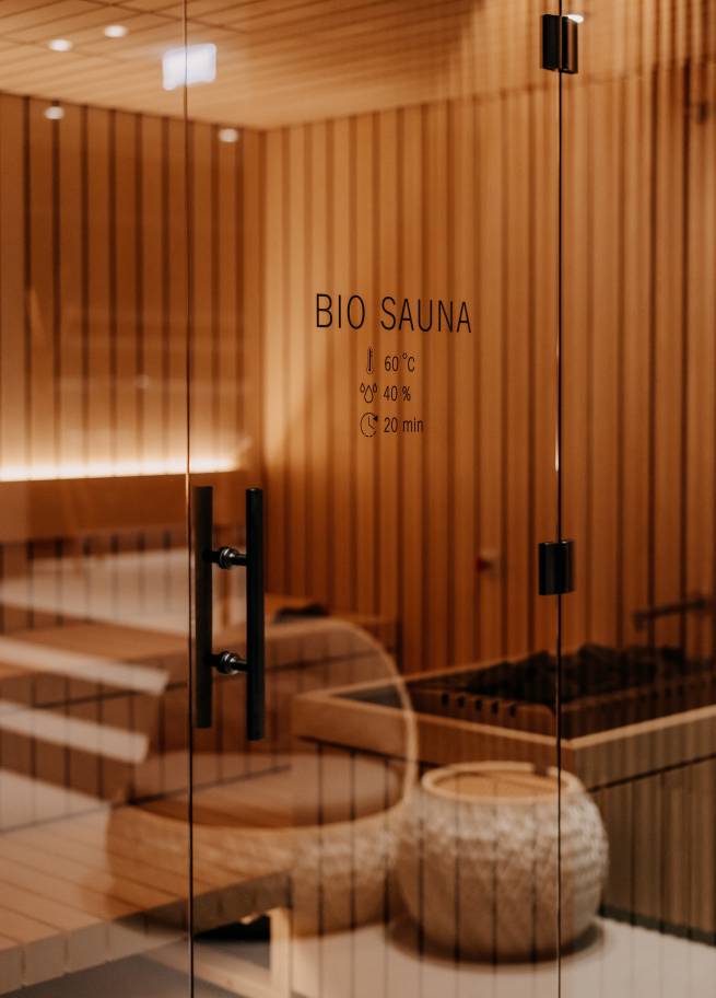 Eingangsbereich zu den Saunas im Wellnesshotel Forsthofgut