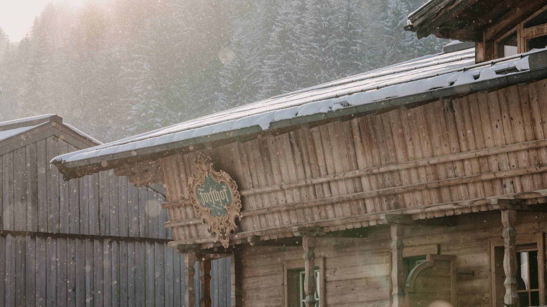Nature hotel with mountain view in winter
